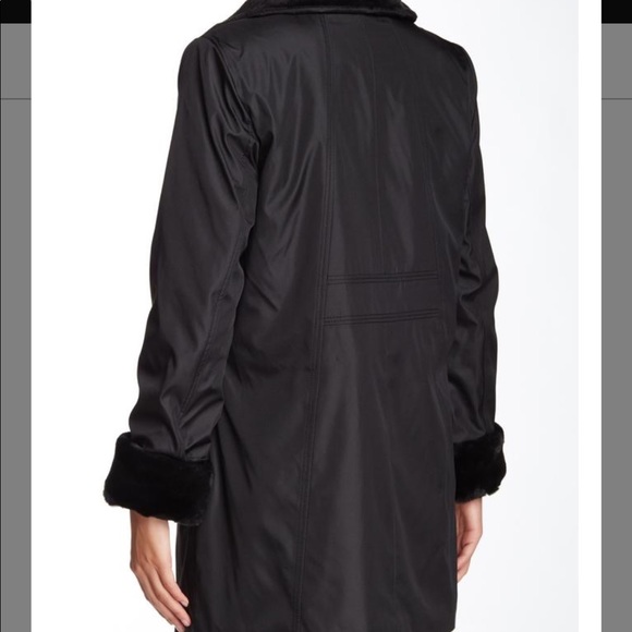 Black Louisa City Luxe A Line Fur Coat - Picture 3 of 5